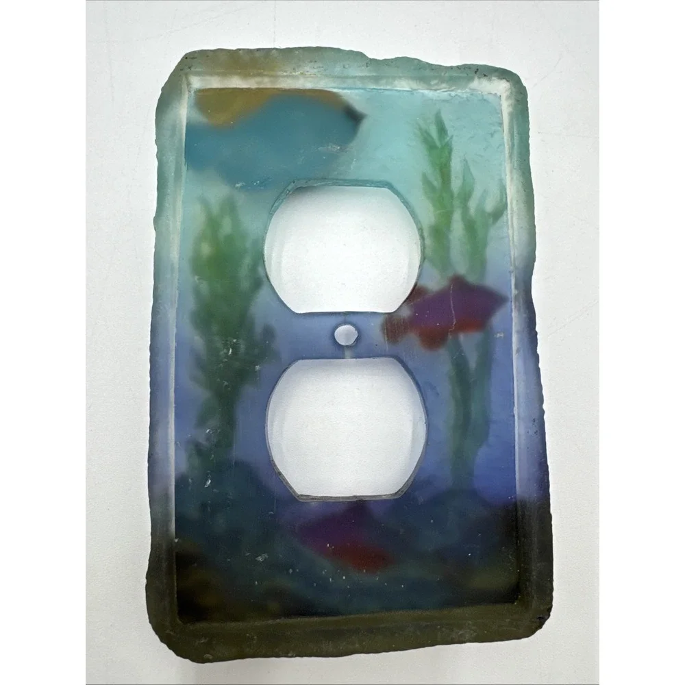 Vintage TROPICAL FISH Light Switch Wall Plate Outlet Cover Hand Painted Ocean 3D